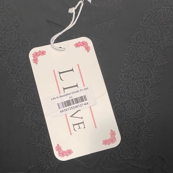 L Love Womens Flowy Dress Size S Black 100% Rayon Lined Lace-Up Neckline - Picture 9 of 11